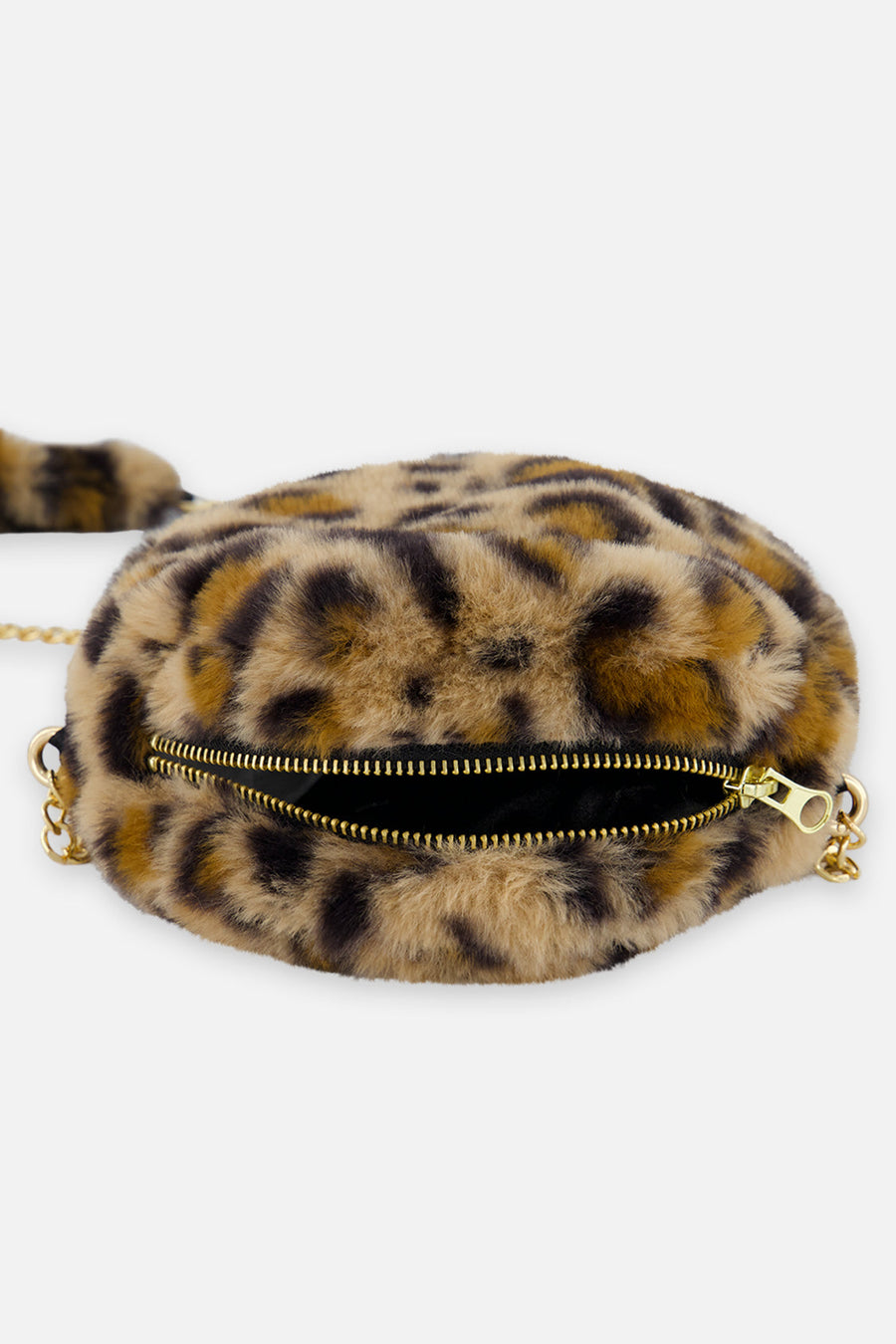Faux Fur Shoulder Bag Brown Leopard Print - J20QA_2J303