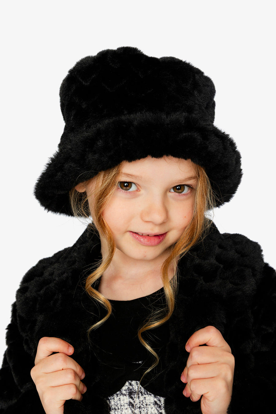 Faux Fur Bucket Hat Black - J20QH_09990