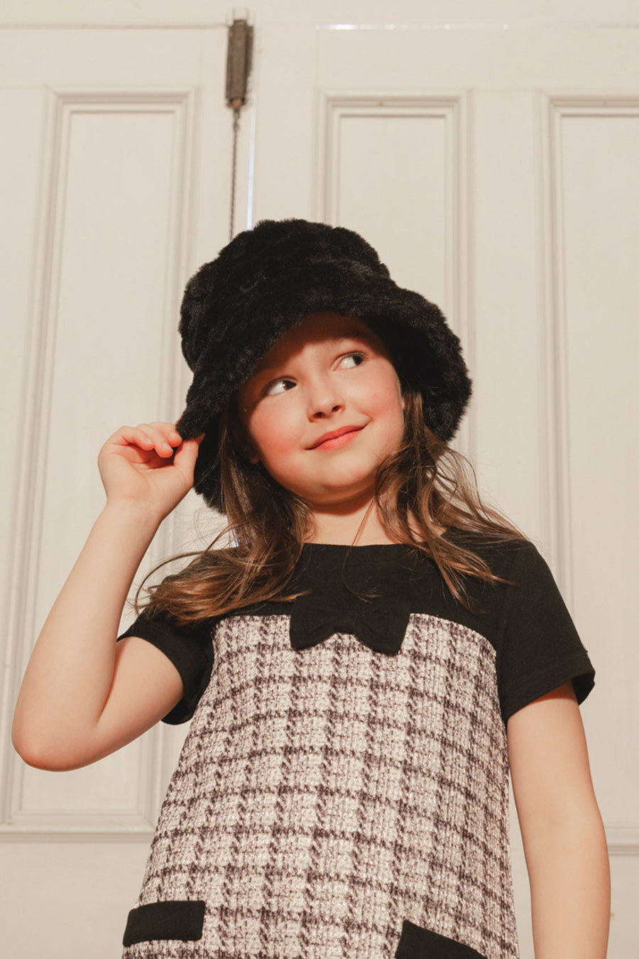 Faux Fur Bucket Hat Black - J20QH_09990