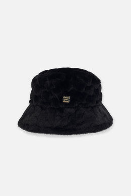 Faux Fur Bucket Hat Black