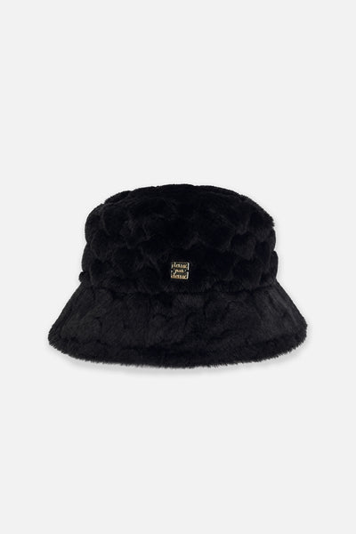 Faux Fur Bucket Hat Black