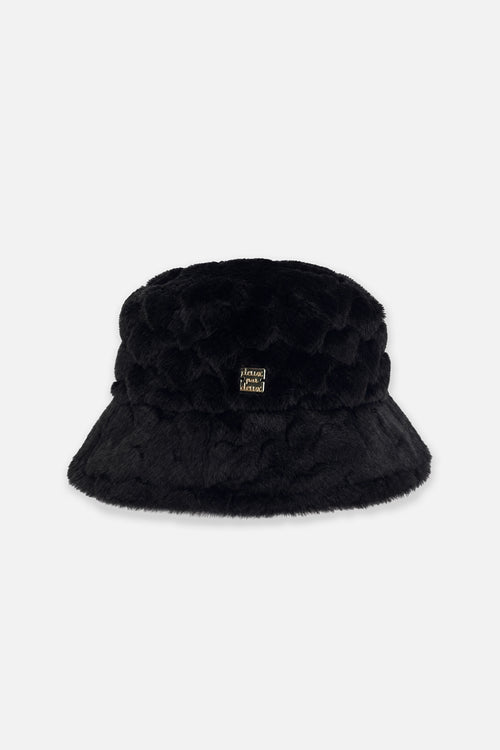 Faux Fur Bucket Hat Black