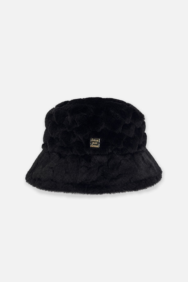 Faux Fur Bucket Hat Black