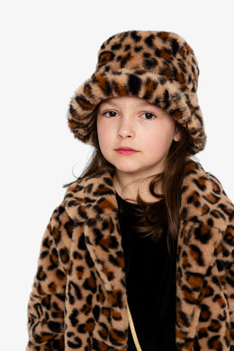 Faux Fur Bucket Hat Brown Leopard Print - J20QH_2J303