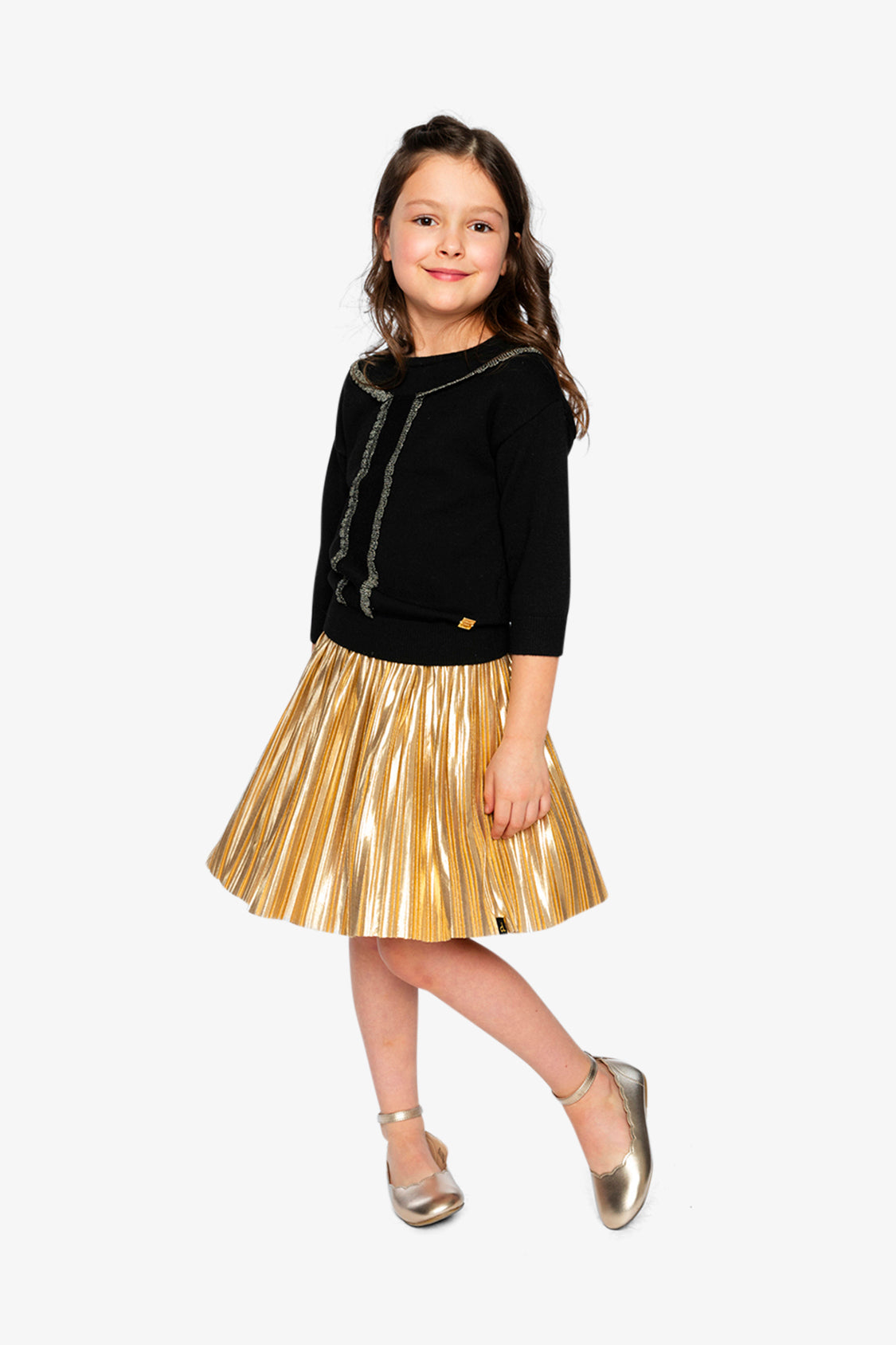 Knitted Sweater Black And Gold - J20QT31_09990