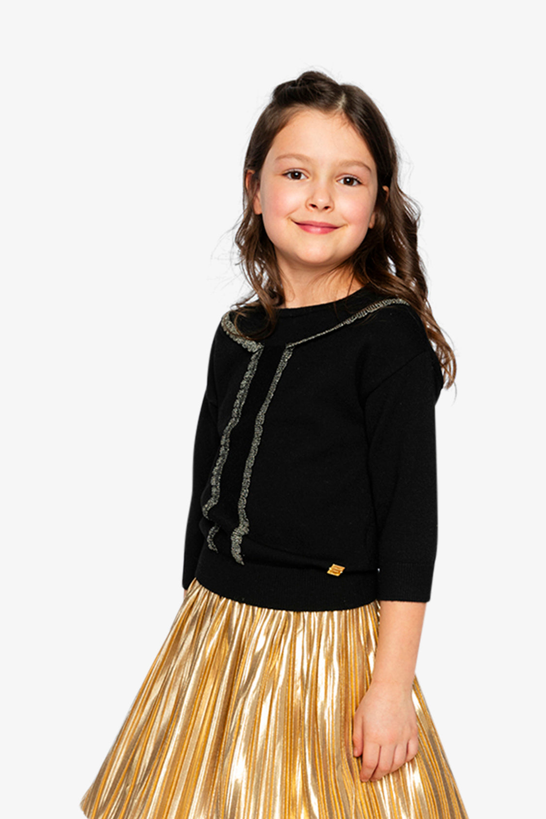 Knitted Sweater Black And Gold - J20QT31_09990