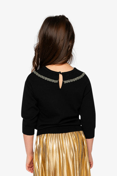 Knitted Sweater Black And Gold - J20QT31_09990