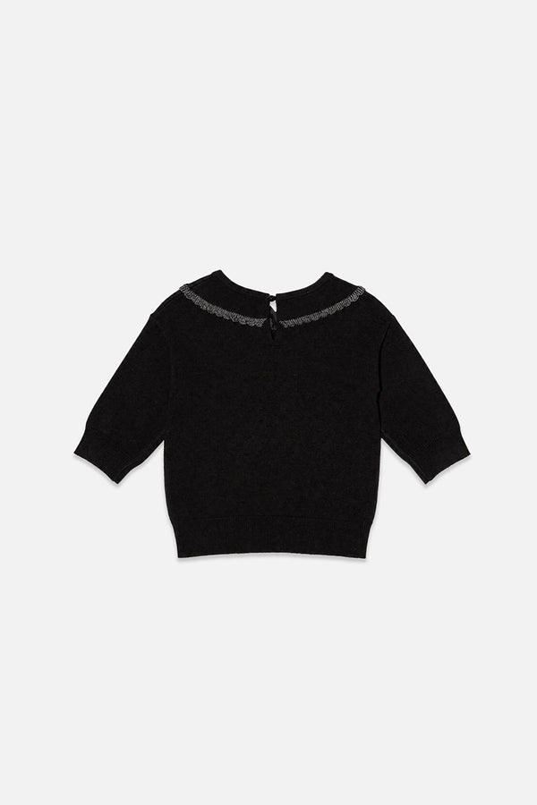 Gestrickter Pullover in Schwarz und Gold