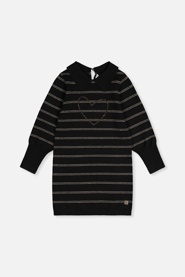 Knitted Dress Black And Gold - J20QT96_09990