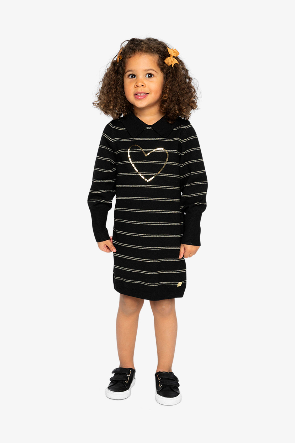 Knitted Dress Black And Gold - J20QT96_09990