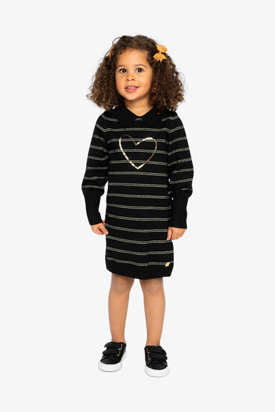 Knitted Dress Black And Gold - J20QT96_09990