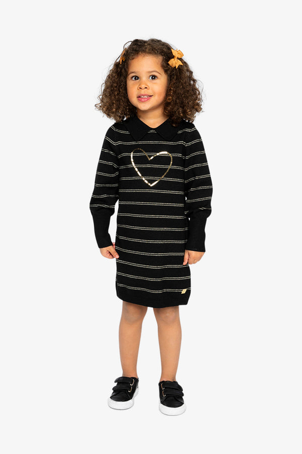 Knitted Dress Black And Gold - J20QT96_09990