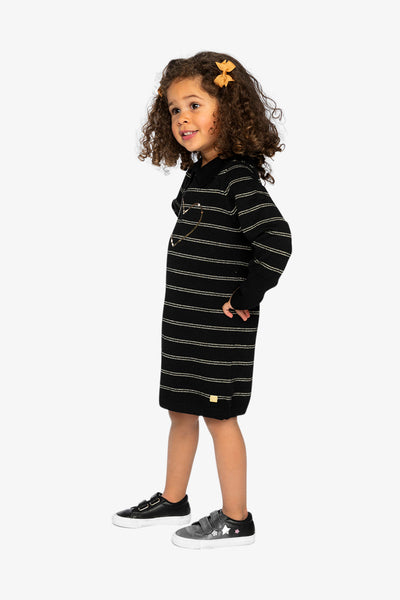 Knitted Dress Black And Gold - J20QT96_09990