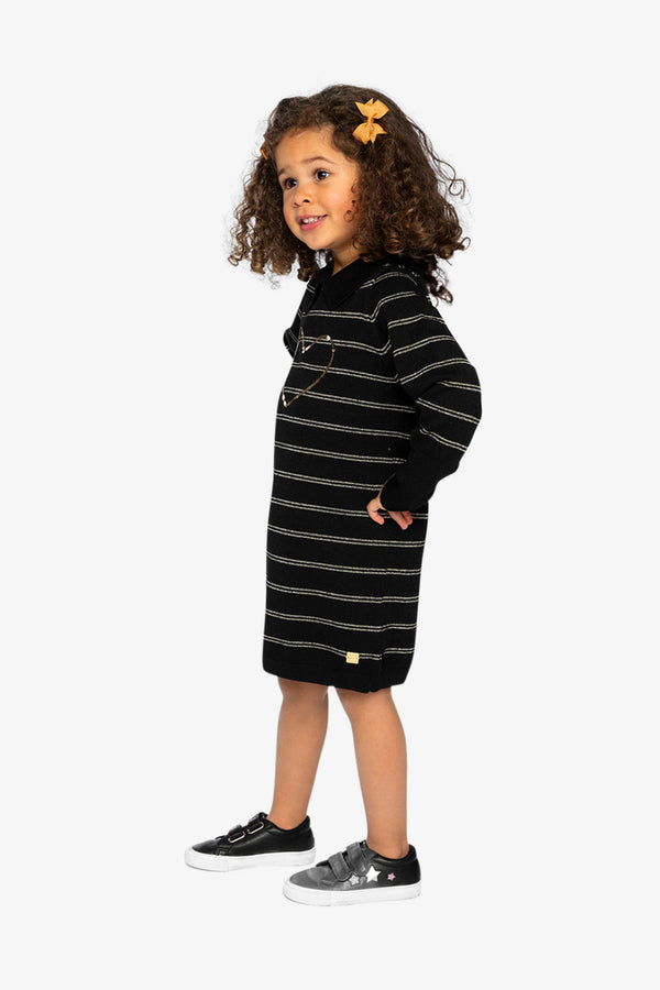 Knitted Dress Black And Gold - J20QT96_09990