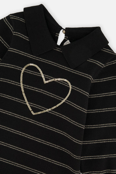 Knitted Dress Black And Gold - J20QT96_09990