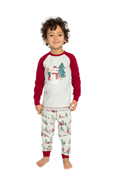 Organic Cotton Two Piece Christmas Pajama Set Beige Christmas Print - J20R10_2J321