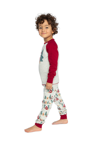 Organic Cotton Two Piece Christmas Pajama Set Beige Christmas Print - J20R10_2J321