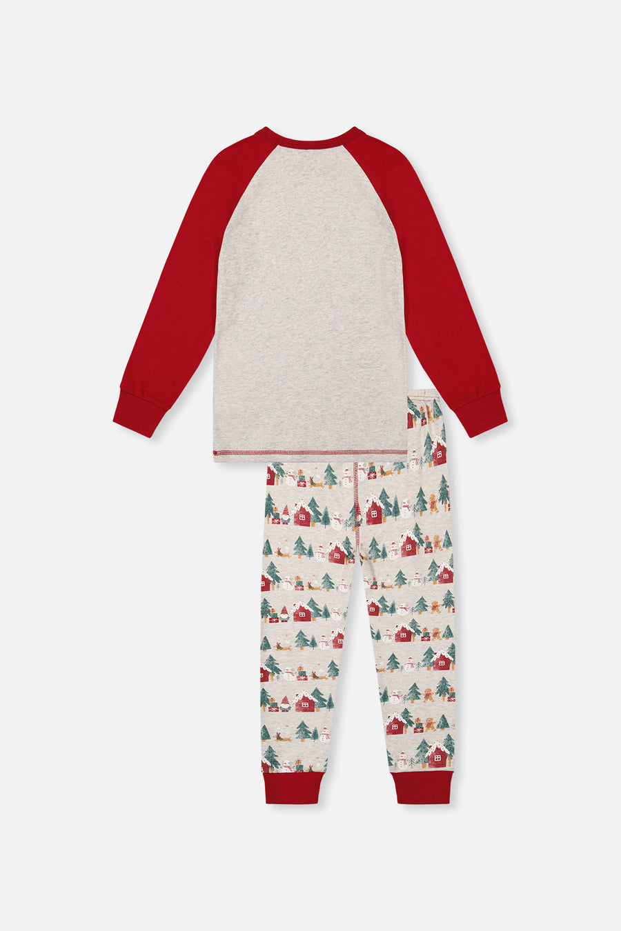 Organic Cotton Two Piece Christmas Pajama Set Beige Christmas Print - J20R10_2J321
