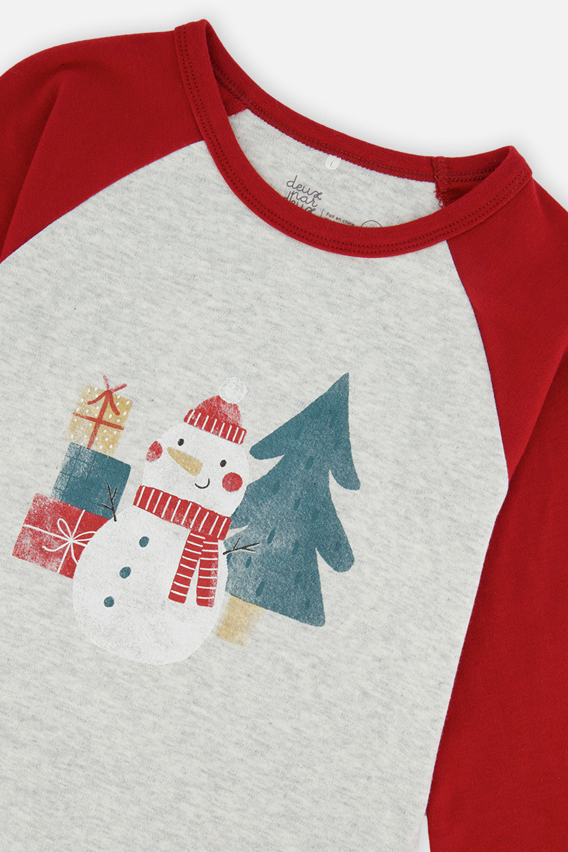 Organic Cotton Two Piece Christmas Pajama Set Beige Christmas Print - J20R10_2J321
