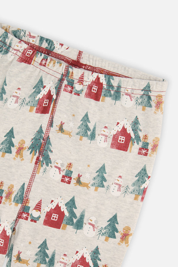 Organic Cotton Two Piece Christmas Pajama Set Beige Christmas Print - J20R10_2J321