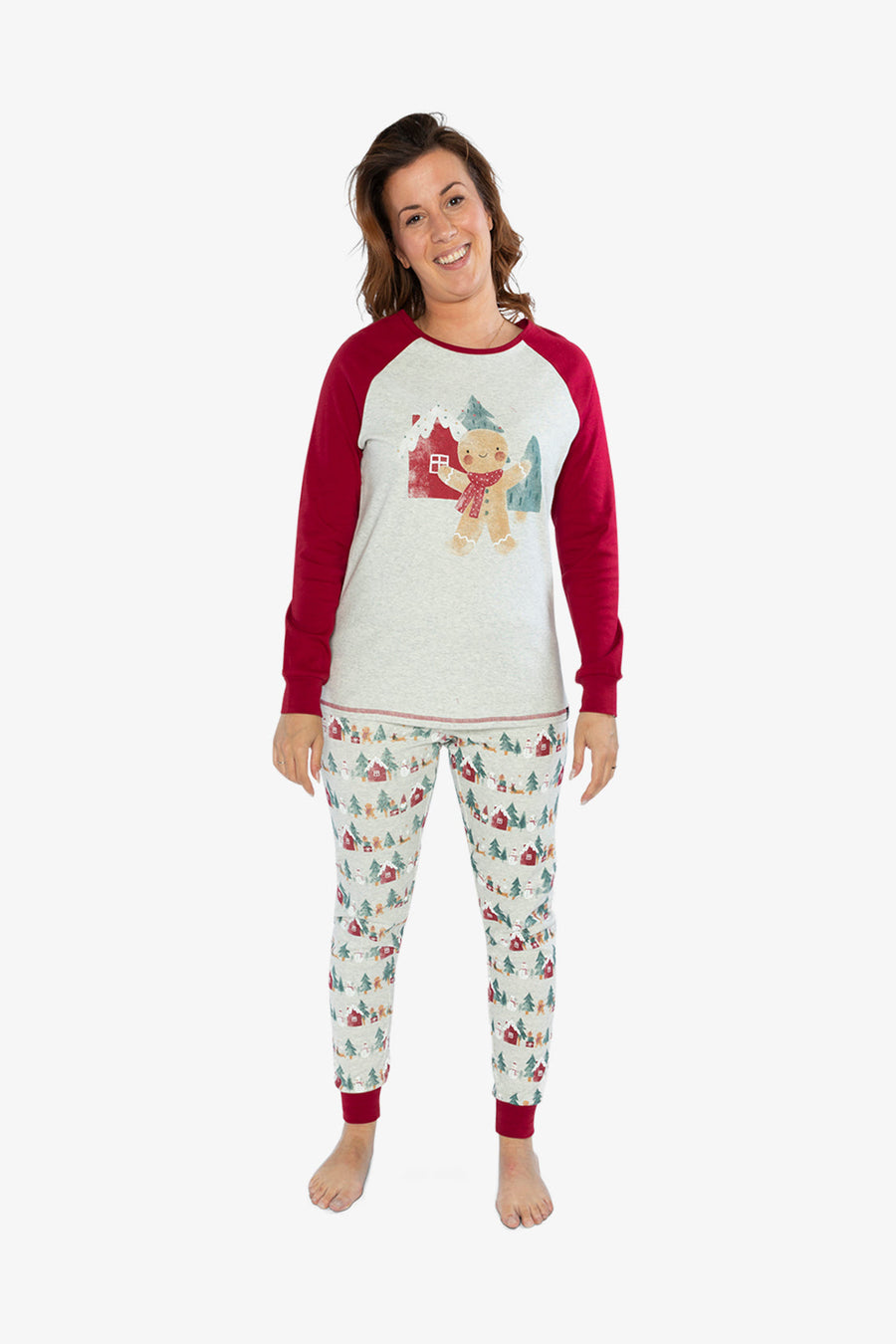Women Two Piece Christmas Pajama Set Holiday Print - J20R12_2J321
