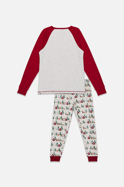 Men Two Piece Christmas Pajama Set Holiday Print