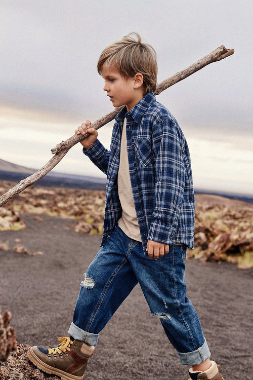 Chemise à carreaux bleu et blanc