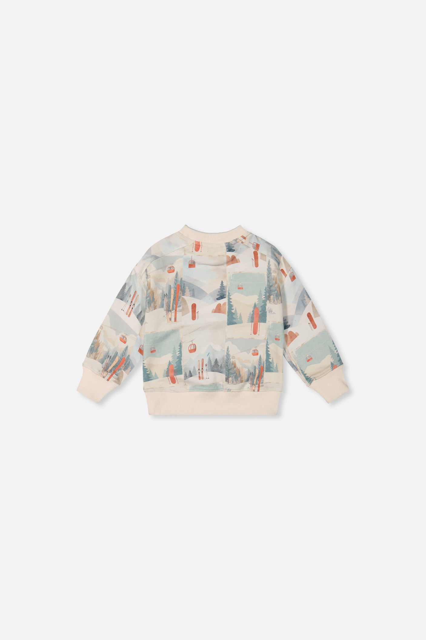 Baby Fleece Sweatshirt Beige Ski Print