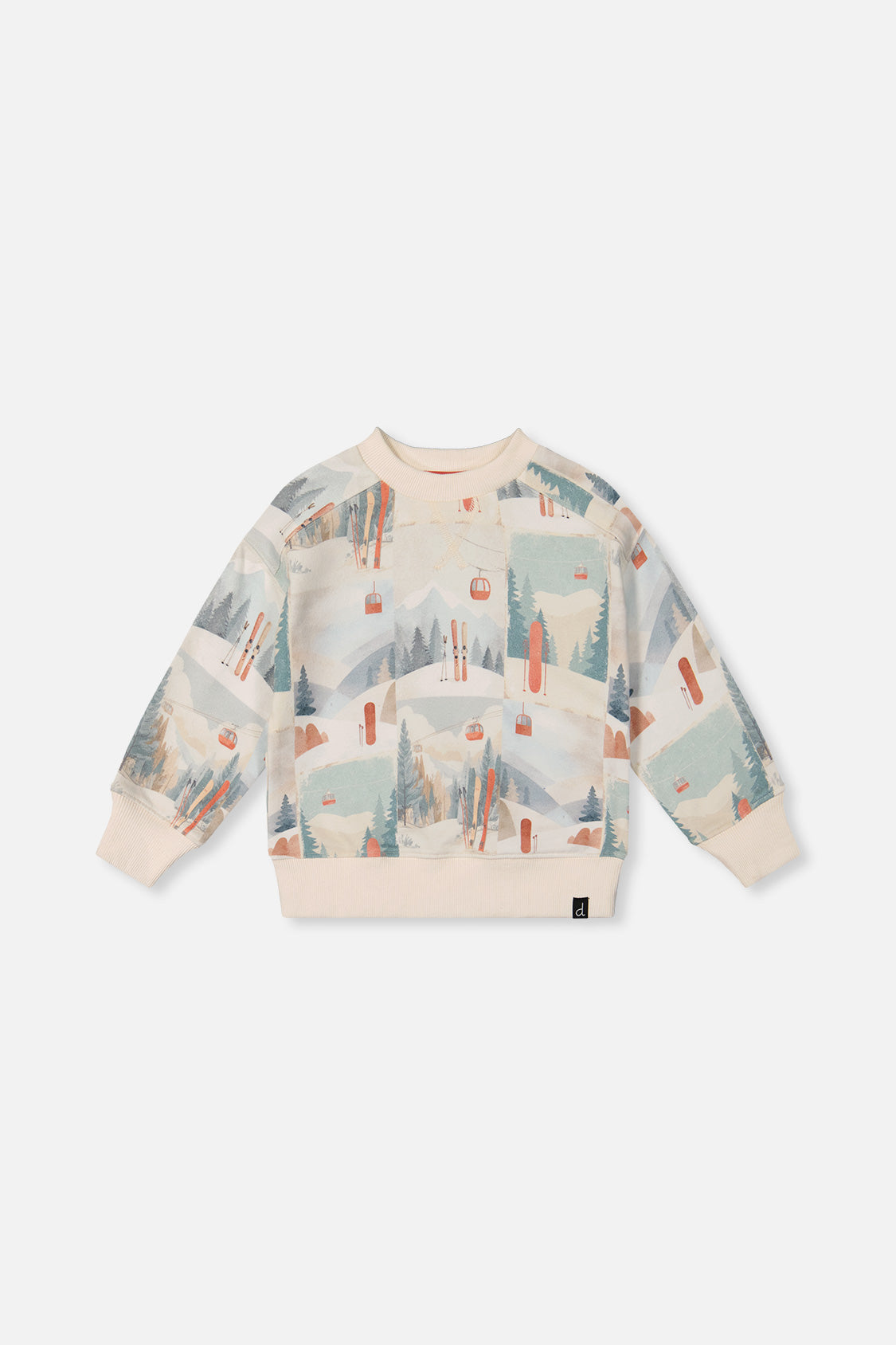 Fleece Sweatshirt Beige Ski Print - J20S30_2J265