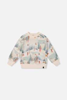 Fleece Sweatshirt Beige Ski Print - J20S30_2J265