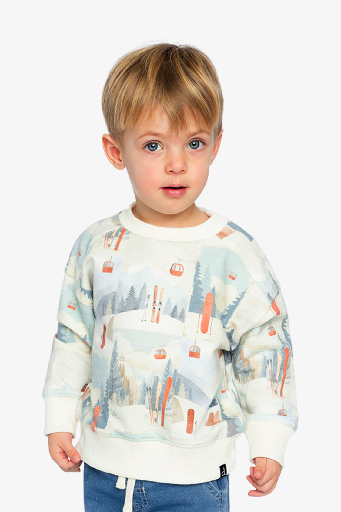Fleece Sweatshirt Beige Ski Print - J20S30_2J265