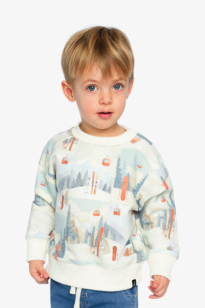 Fleece Sweatshirt Beige Ski Print - J20S30_2J265