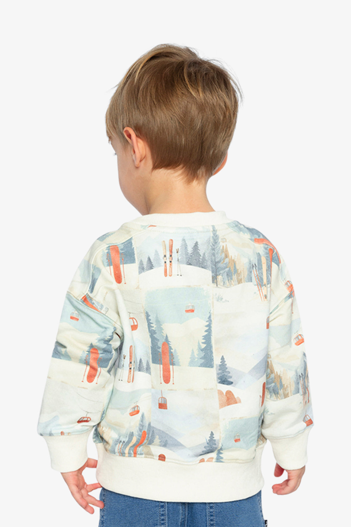 Fleece Sweatshirt Beige Ski Print - J20S30_2J265