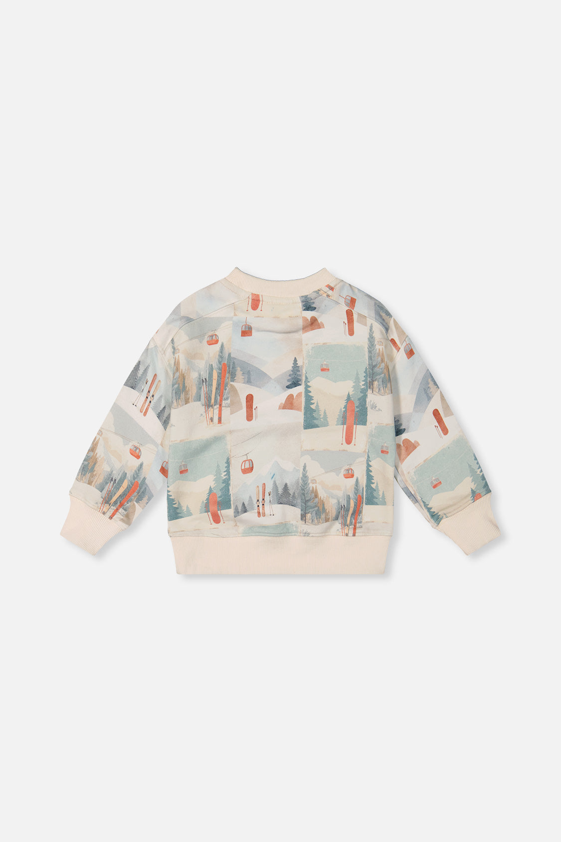 Fleece Sweatshirt Beige Ski Print - J20S30_2J265