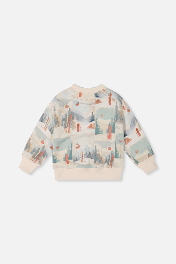Fleece Sweatshirt Beige Ski Print - J20S30_2J265