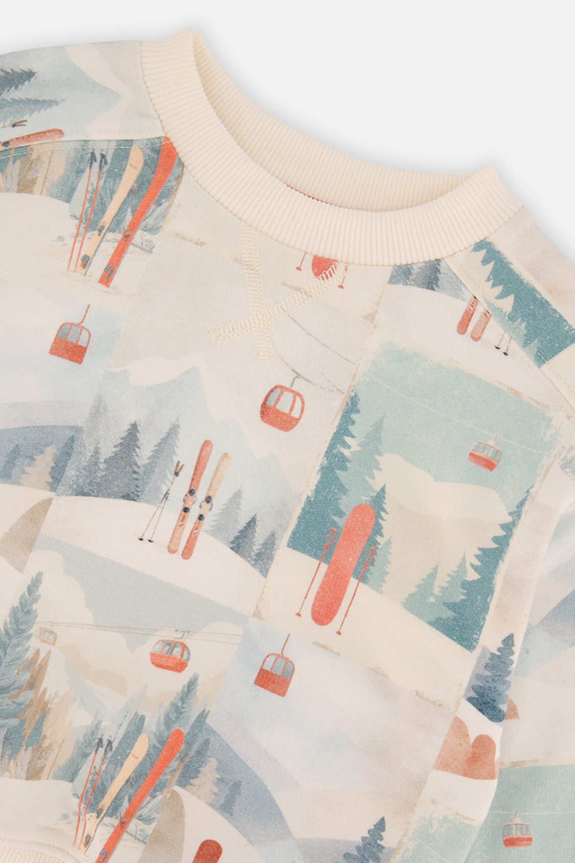 Fleece Sweatshirt Beige Ski Print - J20S30_2J265