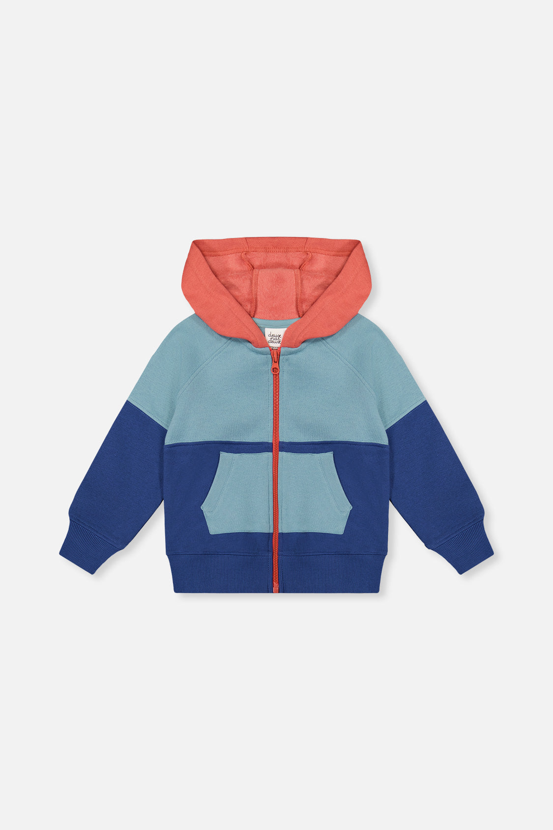 Full Zip Hooded Fleece Jacket Blue, Turquoise And Orange - J20S31_04800