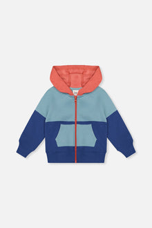 Full Zip Hooded Fleece Jacket Blue, Turquoise And Orange - J20S31_04800