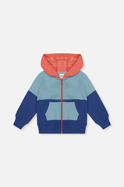 Full Zip Hooded Fleece Jacket Blue, Turquoise And Orange - J20S31_04800