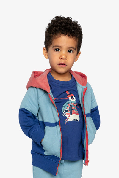 Full Zip Hooded Fleece Jacket Blue, Turquoise And Orange - J20S31_04800