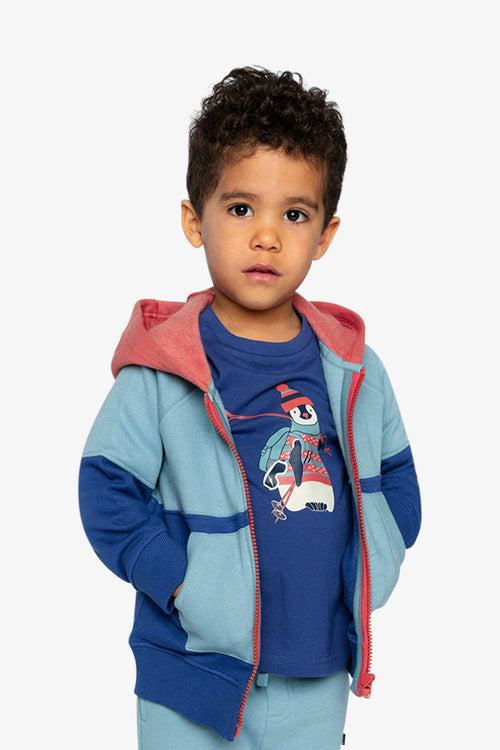 Full Zip Hooded Fleece Jacket Blue, Turquoise And Orange - J20S31_04800