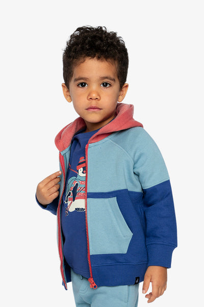 Full Zip Hooded Fleece Jacket Blue, Turquoise And Orange - J20S31_04800