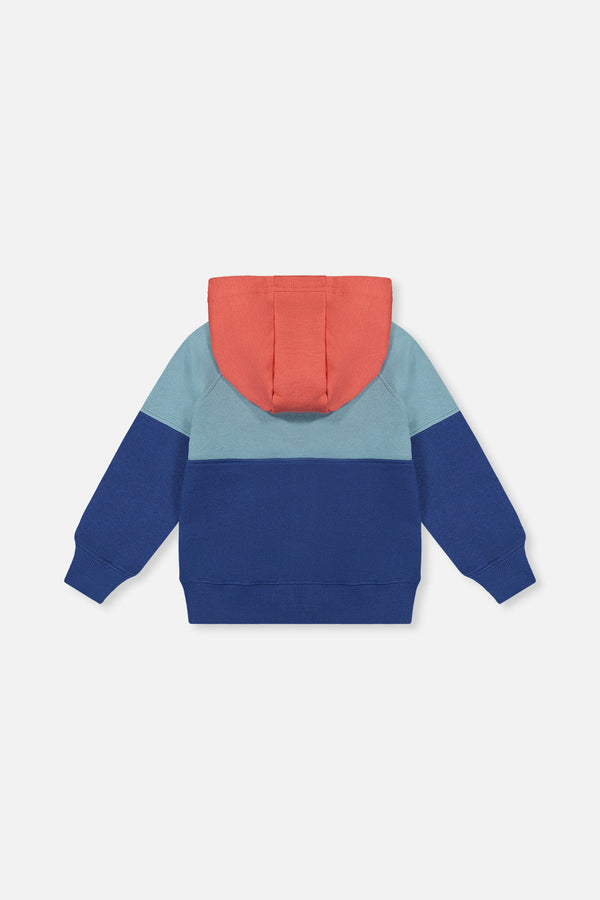 Full Zip Hooded Fleece Jacket Blue, Turquoise And Orange - J20S31_04800