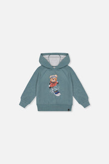 Sweat à capuchon avec impression turquoise pâle pour bébé