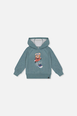 Sweat à capuchon avec impression turquoise pâle pour bébé