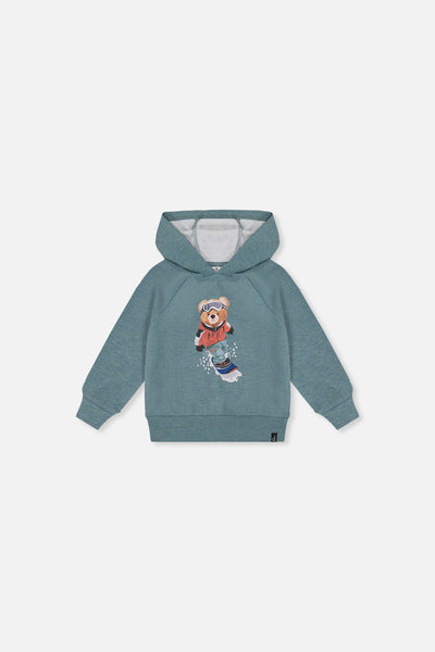 Sweat à capuchon avec impression turquoise pâle pour bébé