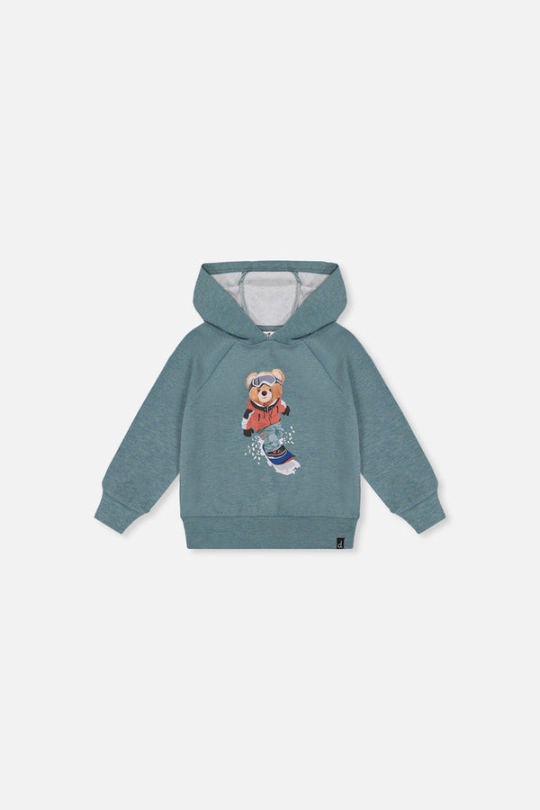 Sweat à capuchon avec impression turquoise pâle pour bébé
