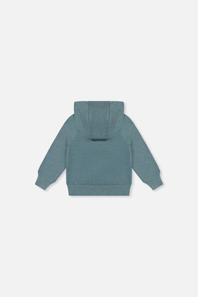 Sweat à capuchon avec impression turquoise pâle pour bébé
