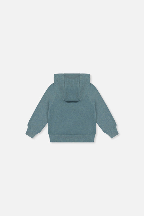Sweat à capuchon avec impression turquoise pâle pour bébé