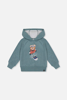 Hoodie With Screenprint Pale Turquoise - J20S32_04180